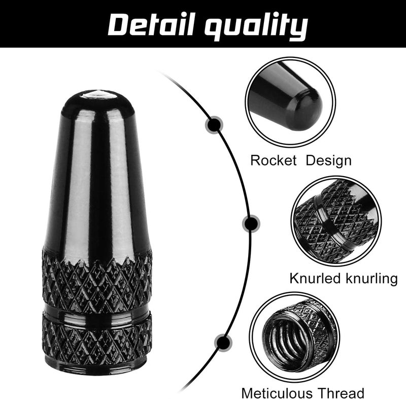 TPMSCENTER Aluminum Presta Valve Stem Caps – Black Tire Air Dust Covers for Bike (4 Pack) – Fit French Valves on Road, MTB, Hybrid, Racing, Fitness, Folding & Fat Bikes - Image 3